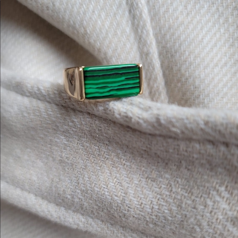18K Gold Plated Faux  Melachite Ring